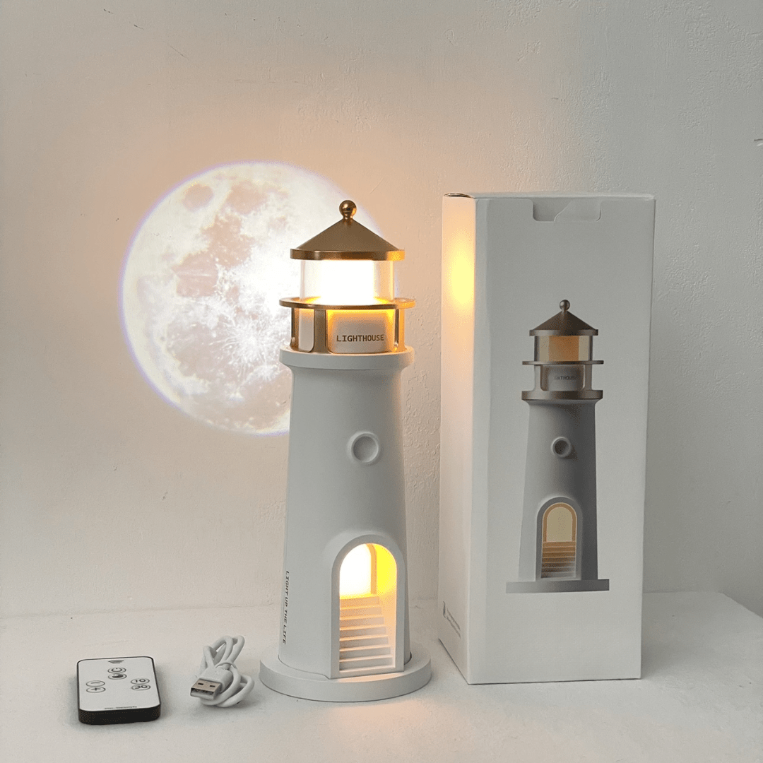 Rechargeable Moon Lighthouse Projector Night Light: Galaxy Ambiance & Remote Control
