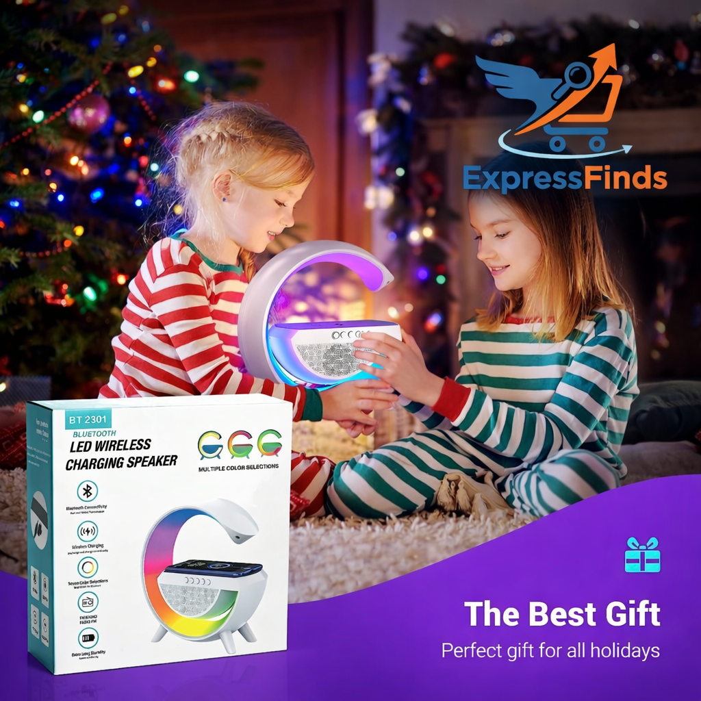 Music Sync RGB Night Light with Wireless Charger & Bluetooth Speaker – 6 Lighting Modes LED Bedside Lamp