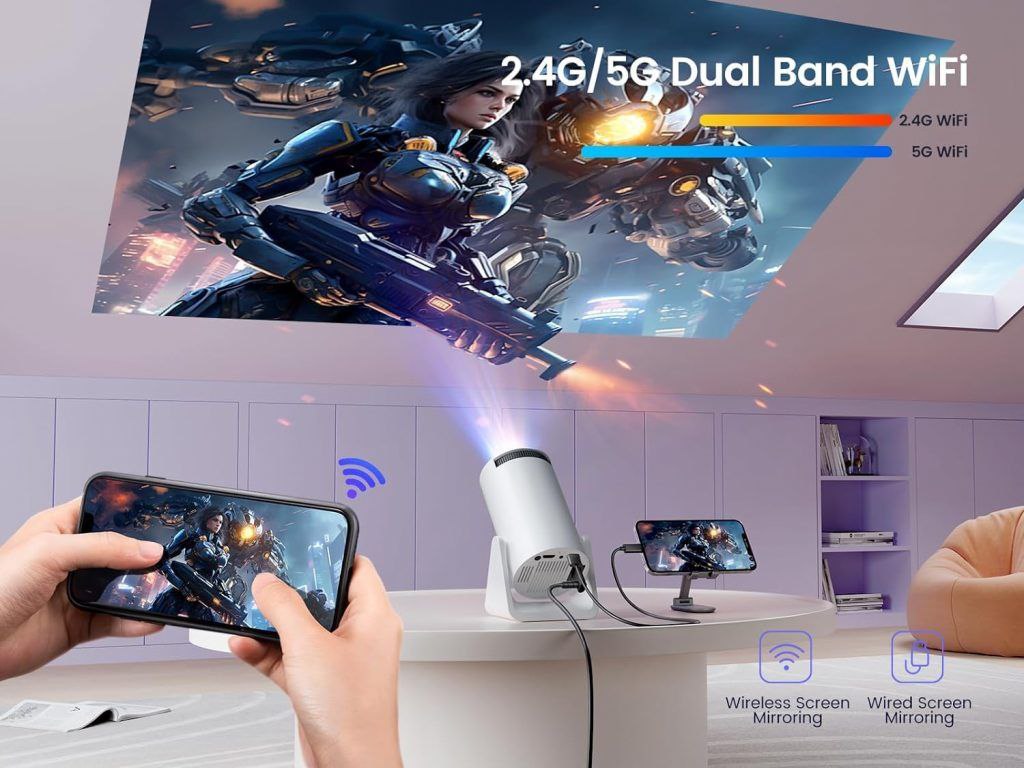 Turn Any Wall Into a 120” Smart Theatre – Android 5G WiFi Projector
